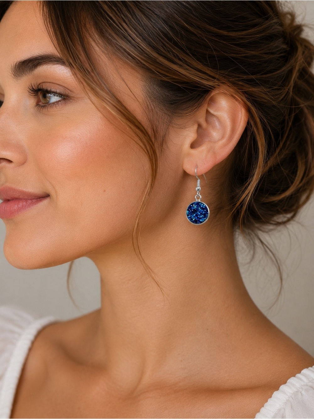 Druzy Drop Earrings in Deep Blue - Women Jewelry